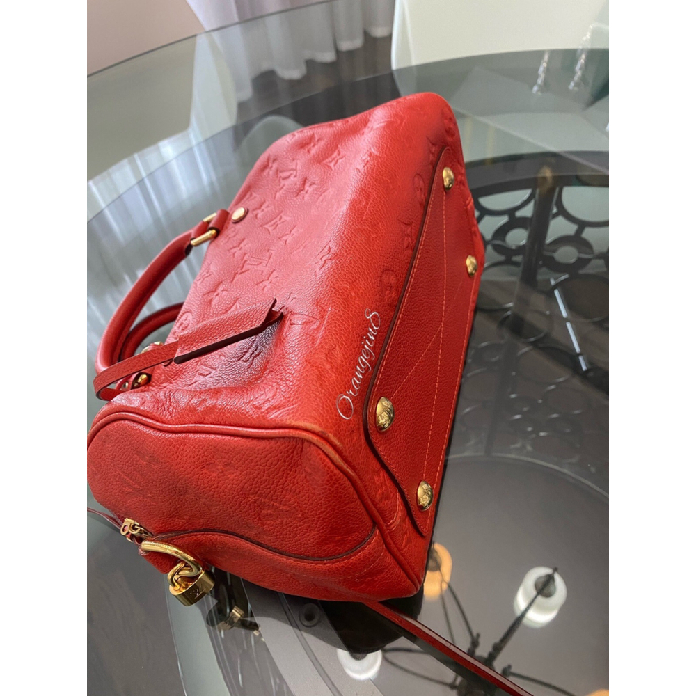 LOUIS VUITTON MONOGRAM EMPREINTE SPEEDY 25 BANDOULIERE RED AUTHENTIC - Picture 8 of 15